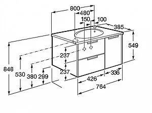 Тумба под умывальник подвесная Roca Etna 80 белый глянец 857301806 Тумба под умывальник подвесная Roca Etna 80 белый глянец 857301806, 2