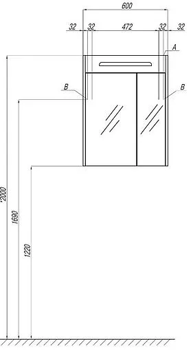 Шкаф-зеркало Aquaton Сильва 60 дуб полярный 1A216202SIW70