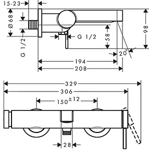 Смеситель для ванны Hansgrohe Finoris хром 76420000 Смеситель для ванны Hansgrohe Finoris хром 76420000, 2