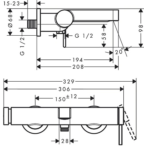 Смеситель для ванны Hansgrohe Finoris хром 76420000