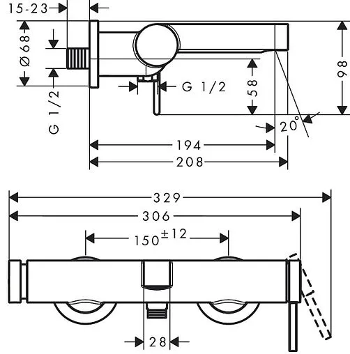 Смеситель для ванны Hansgrohe Finoris белый матовый 76420700