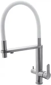 Смеситель для кухни с подключением к фильтру Swedbe Selene Plus нержавеющая сталь/белый 8441М, 1
