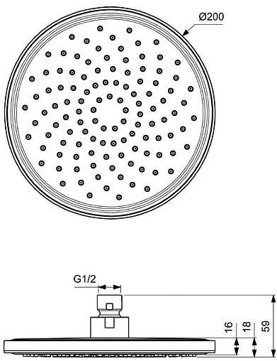 Лейка верхнего душа Ideal Standard IdealRain чёрный матовый BD140XG