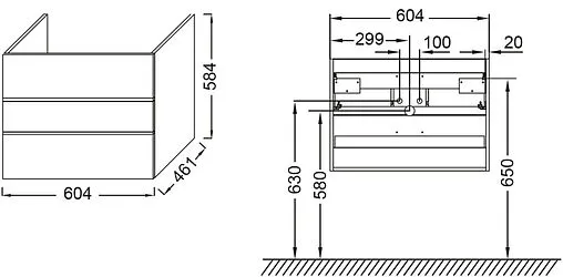 Тумба под умывальник подвесной Jacob Delafon Lucien 60 белый EB2056-J5-J5