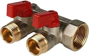 Коллектор запорный проходной 2 отвода красный ¾&quot;в/н x ½&quot;н General Fittings 6200R6N0504R2A, 3