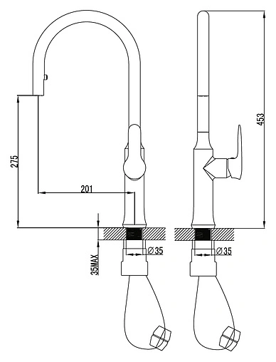 Смеситель для кухни с выдвижным изливом Ravak KM 017.00 хром X070078