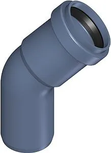 Отвод внутренний бесшумный D=75мм Угол 45° Poloplast POLO-KAL NG P2132 Отвод внутренний бесшумный D=75мм Угол 45° Poloplast POLO-KAL NG P2132, 1