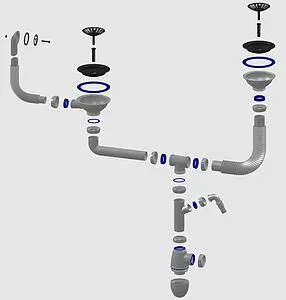 Сифон бутылочный для двойной мойки с переливом Unicorn В710V Сифон бутылочный для двойной мойки с переливом Unicorn В710V, 2