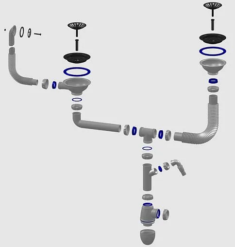 Сифон бутылочный для двойной мойки с переливом Unicorn В710V Сифон бутылочный для двойной мойки с переливом Unicorn В710V