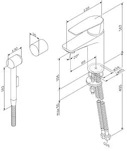 Смеситель для раковины с гигиеническим душем Am.Pm Gem хром F90A03000 Смеситель для раковины с гигиеническим душем Am.Pm Gem хром F90A03000, 2