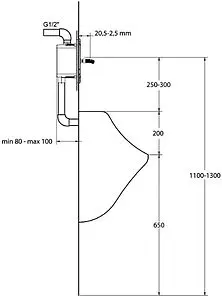 Смывное устройство для писсуара Ideal Standard хром глянцевый B7391AA, 2