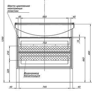 Тумба-умывальник Aquanet Остин 85 белый/дуб сонома 00252677+00185346, 3