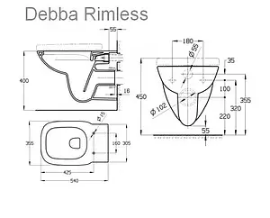 Унитаз подвесной безободковый Roca Debba Rimless белый 34699L000 Унитаз подвесной безободковый Roca Debba Rimless белый 34699L000, 2