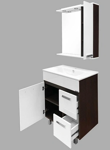 Тумба-умывальник напольная Comforty Манчестер 75 белый/венге