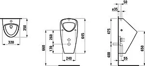 Писсуар с внешним подводом воды Laufen Caprino Plus белый 8.4206.2.000.000.1, 2