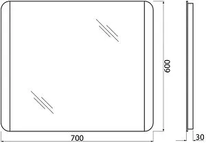 Зеркало с подсветкой BelBagno 70x60 механическая кнопка SPC-CEZ-700-600-LED-BTN Зеркало с подсветкой BelBagno 70x60 механическая кнопка SPC-CEZ-700-600-LED-BTN, 2