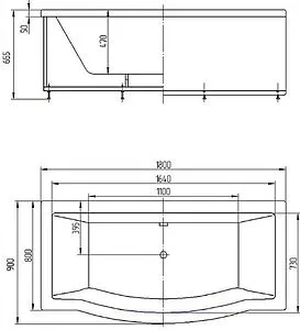 Ванна акриловая Aquatek Гелиос 180х90 с фронтальной панелью, с каркасом (разборный) GEL180-0000067, 2