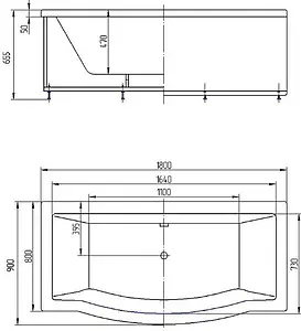 Ванна акриловая Aquatek Гелиос 180х90 с каркасом (разборный) GEL180-0000085, 2