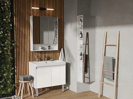 Тумба под умывальник Aquaton Сканди Doors 80 белый матовый/белый глянец 1A282901SD010