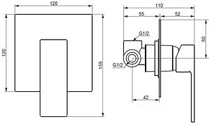Смеситель для душа скрытого монтажа Damixa Gala хром 537500000, 2