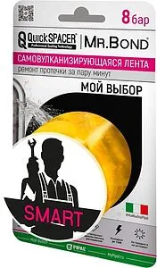 Лента самовулканизирующаяся 50 x 0,5мм x 3м желтая Mr.Bond QuickSPACER SMART XL 201500003 Лента самовулканизирующаяся 50 x 0,5мм x 3м желтая Mr.Bond QuickSPACER SMART XL 201500003, 1
