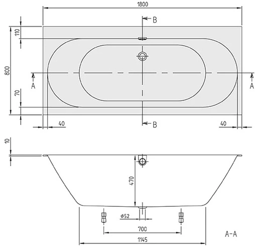 Ванна квариловая Villeroy&amp;Boch Oberon 2.0 180x80 альпийский белый UBQ180OBR2DV-01