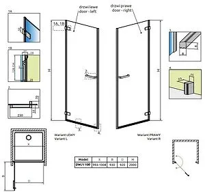 Дверь в нишу 1000мм прозрачное стекло Radaway Arta DWJ I 100 R 386073-03-01R Дверь в нишу 1000мм прозрачное стекло Radaway Arta DWJ I 100 R 386073-03-01R, 2