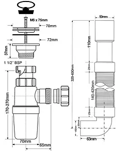 Сифон бутылочный для мойки Mc Alpine MRSK9, 2