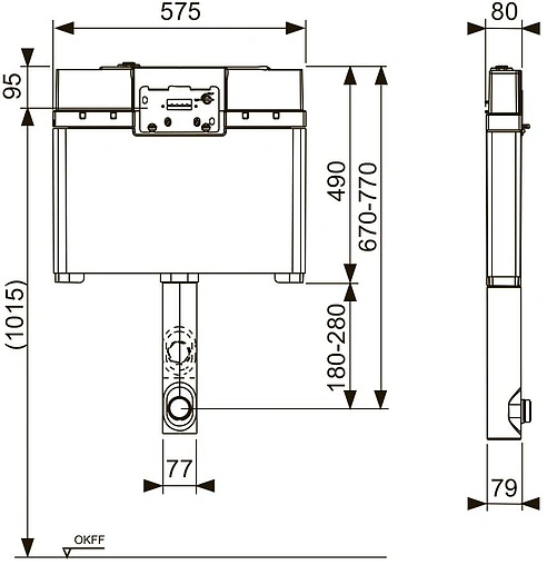 Смывной бачок скрытого монтажа TECEbox Octa 8см 9370007