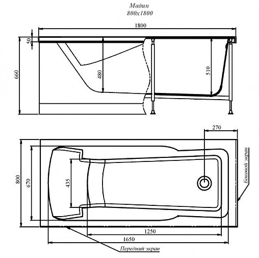 Ванна акриловая Alex Baitler Madin 180x80