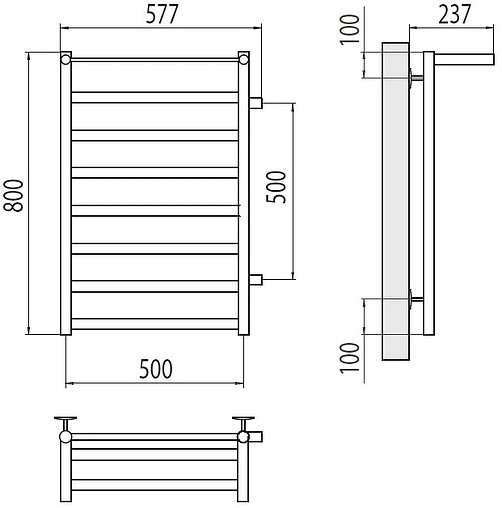 Полотенцесушитель водяной лесенка Terminus Хендрикс П8 500х800 бп500 полированная сталь 4670078530417