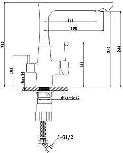 Смеситель для кухни с подключением к фильтру Ewigstein крем 32235152 крем, 2