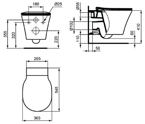 Комплект 4 в 1 Ideal Standard Connect Air Rimless K819501PA15 Комплект 4 в 1 Ideal Standard Connect Air Rimless K819501PA15