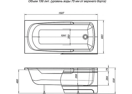 Панель для ванны фронтальная Aquanet Extra 150 белый 00208674