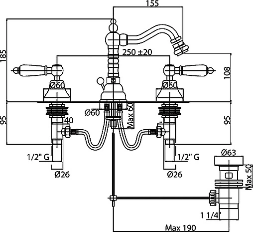 Смеситель для биде Cezares First хром/белый FIRST-BBS2-01-Bi
