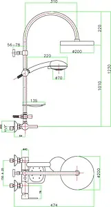 Душевая система со смесителем для душа Fiore Katana хром 77CR7588 Душевая система со смесителем для душа Fiore Katana хром 77CR7588, 2