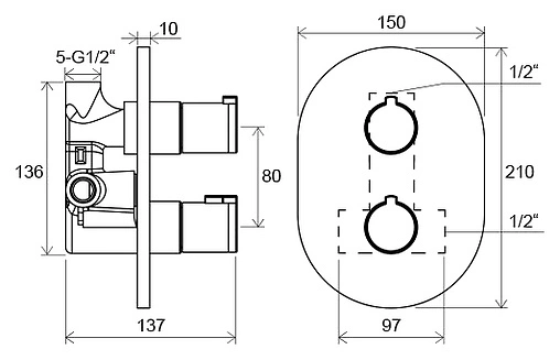 Термостат для 1 потребителя Ravak Chrome хром X070095 Термостат для 1 потребителя Ravak Chrome хром X070095