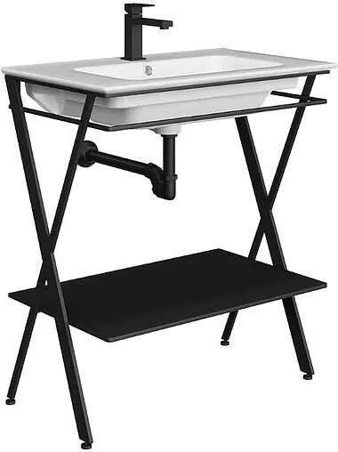 Консоль с умывальником напольная Kerama Marazzi Piano Next 75 чёрный PIA.N.75\BLK+PI.wb.75