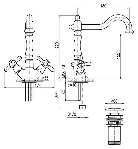 Смеситель для раковины Rav Slezak Morava retro хром MK121.5/8 Смеситель для раковины Rav Slezak Morava retro хром MK121.5/8