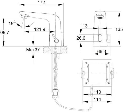 Смеситель для раковины сенсорный Cersanit Sense хром 63106 Смеситель для раковины сенсорный Cersanit Sense хром 63106