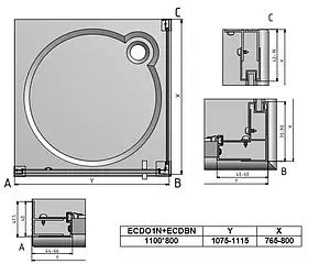 Душевое ограждение 1100x800мм прозрачное стекло Roltechnik Exclusive Line ECDO1N+ECDBN/1100*800 black elox 562-1100000-05-02+563-8000000-05-02 Душевое ограждение 1100x800мм прозрачное стекло Roltechnik Exclusive Line ECDO1N+ECDBN/1100*800 black elox 562-1100000-05-02+563-8000000-05-02, 2