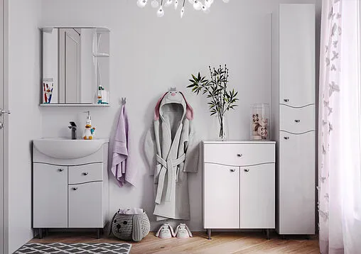 Шкаф-зеркало Айсберг Волна 2-60 L белый DA1040HZ