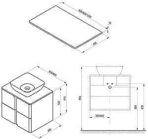 Тумба-умывальник подвесная Ravak Balance 120 белый/графит X000001367+X000001367+X000001372+, 2