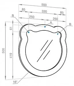 Зеркало Aquaton Каспер Мишка 50 розовый матовый 1A283502CR1E0, 2
