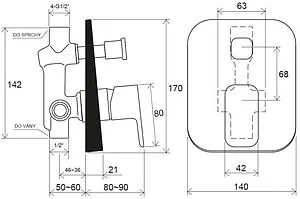 Смеситель для ванны скрытого монтажа Ravak 10° Free хром X070134, 2