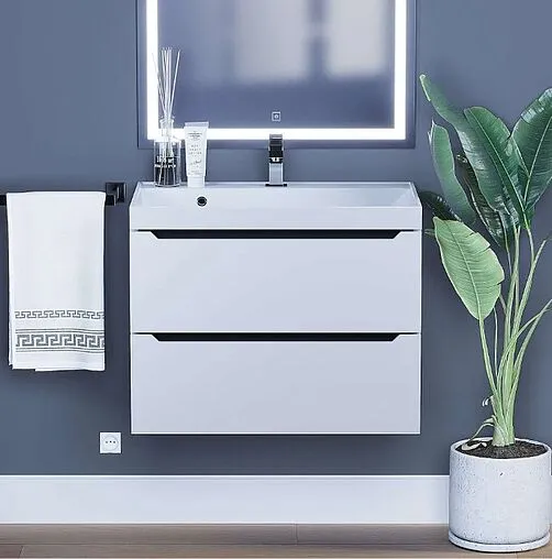 Тумба под умывальник подвесная Uperwood UPD Tanos 70 белый с графитовыми вставками 2930205141