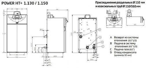 Напольный конденсационный газовый котел одноконтурный 150кВт Baxi POWER HT+ 1.150 A7689651