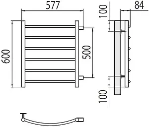 Полотенцесушитель водяной лесенка Terminus Классик П6 500х600 бп500 полированная сталь 4670078530219, 2