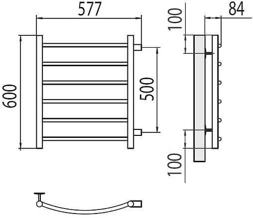 Полотенцесушитель водяной лесенка Terminus Классик П6 500х600 бп500 полированная сталь 4670078530219