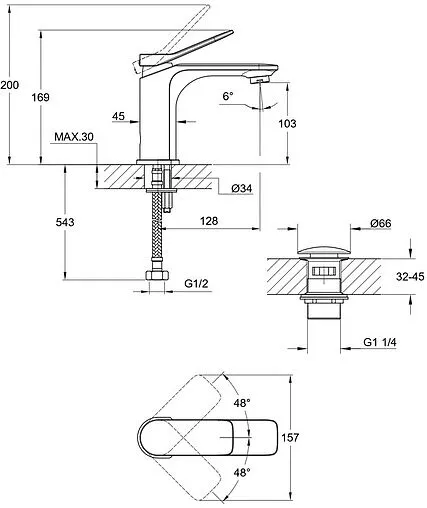Смеситель для раковины Cersanit Odra хром 63050 Смеситель для раковины Cersanit Odra хром 63050